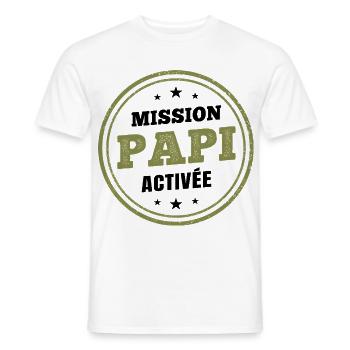 Opa Mission aktiviert | Humoristi Schwangerschaftsdurchsage - Männer T-Shirt - Weiß - Vorne - AI Model Male 178 dark (178cm)