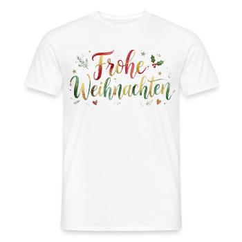 Frohe Weihnachten Schriftzug - Handschrift - Männer T-Shirt - Weiß - Vorne - AI Model Male 178 dark (178cm)