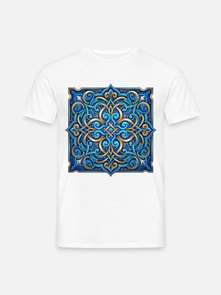 Himmlische Mandala Blau und Gold - Männer T-Shirt - Weiß