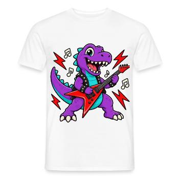 Dino Gitarrist - Männer T-Shirt - Weiß - Vorne - AI Model Male 178 dark (178cm)