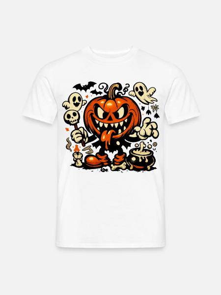 Gruseliger Kürbis Geist Fledermaus Kostüm - Männer T-Shirt - Weiß