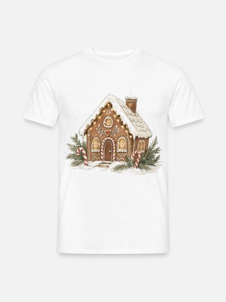 Klassisches Aquarell-Lebkuchenhaus - Männer T-Shirt - Weiß