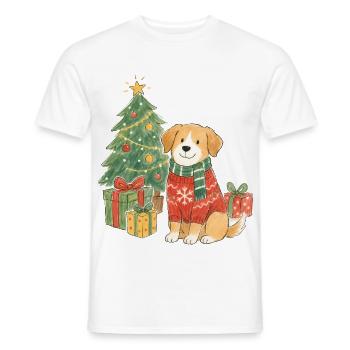 Weihnachtshund im Pullover - Männer T-Shirt - Weiß - Vorne - AI Model Male 178 dark (178cm)