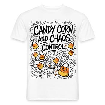 Candy Corn and Chaos Control – Halloween - Männer T-Shirt - Weiß - Vorne - AI Model Male 178 dark (178cm)