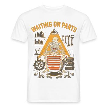 Lustiges Warten auf Teile-Mechaniker-Skelett - Männer T-Shirt - Weiß - Vorne - AI Model Male 178 dark (178cm)