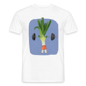 Lifting Leek – Training Fitness Gym Kawaii Motiv - Männer T-Shirt - Weiß - Vorne - AI Model Male 178 dark (178cm)