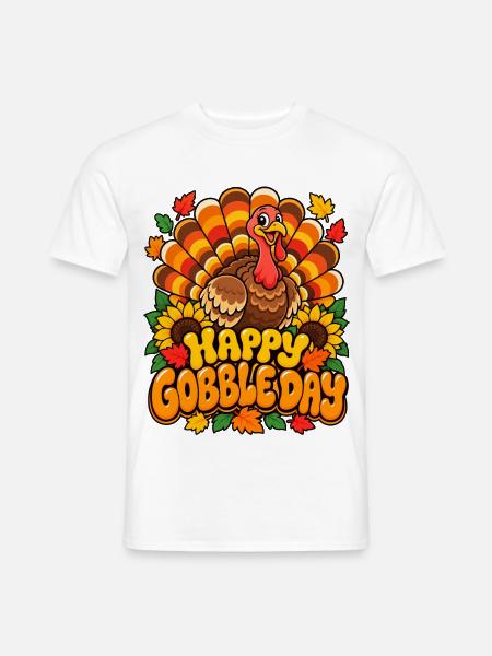 Fröhlicher Gobble Day Truthahn - Männer T-Shirt - Weiß