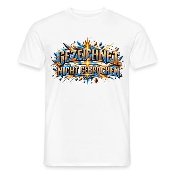Gezeichnet. Nicht gebrochen. – Stärke trotz Narben - Männer T-Shirt - Weiß - Vorne - AI Model Male 178 dark (178cm)
