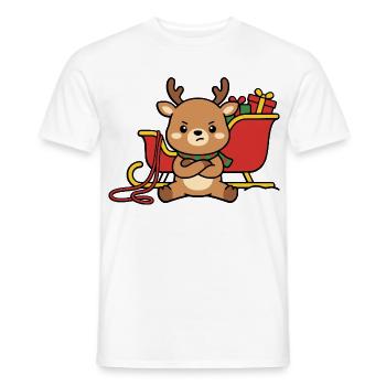 Wütende Kawaii-Rentier, die den Weihnachtsschlitten ablehnen - Männer T-Shirt - Weiß - Vorne - AI Model Male 178 dark (178cm)