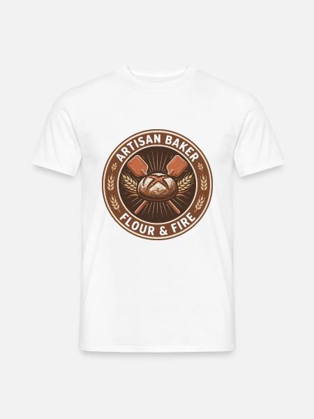 Artisan Baker Sauerteig-Brot-Peels-Abzeichen-Geschenk - Männer T-Shirt - Weiß