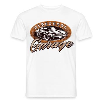 Oldschool Garage Muscle Car Oldtimer Geschenk    - Männer T-Shirt - Weiß - Vorne - AI Model Male 178 dark (178cm)