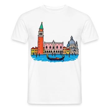 Venedig Skyline – Kindlich gezeichnet und ausgemal - Männer T-Shirt - Weiß - Vorne - AI Model Male 178 dark (178cm)
