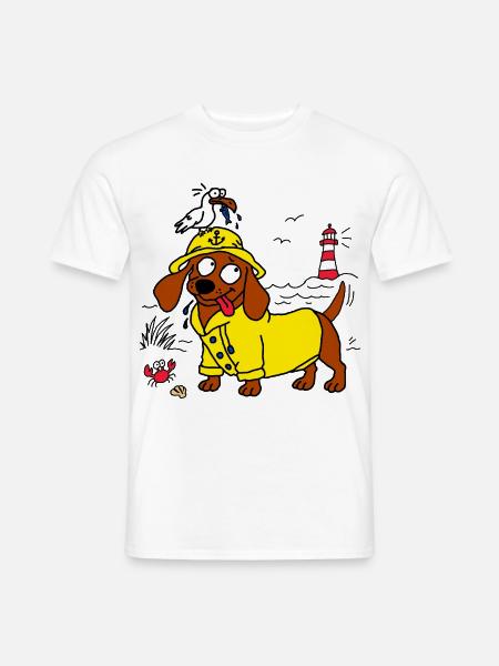 Küsten Dackel Friesennerz Moin Nordsee Möwe - Männer T-Shirt - Weiß