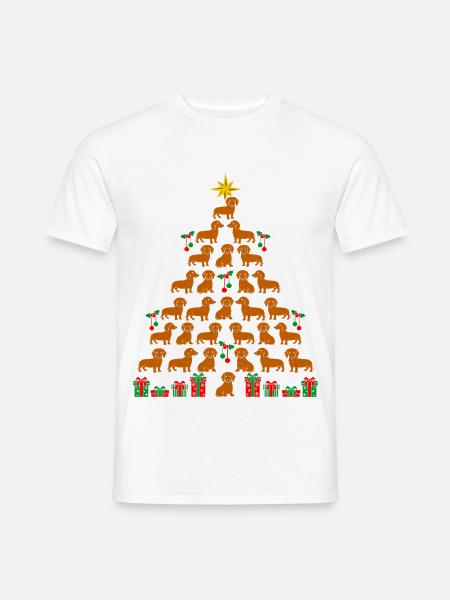 Dackel Weihnachtsbaum Weihnachten Dackel - Männer T-Shirt - Weiß