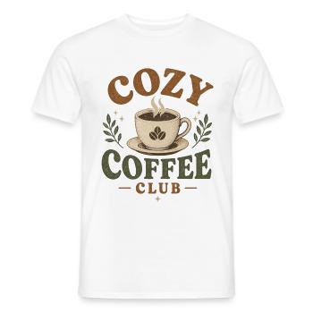 Cozy Coffee Club Retro Kaffee Vintage T-Shirt - Männer T-Shirt - Weiß - Vorne - AI Model Male 178 dark (178cm)