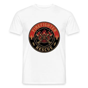 Vintage-Feuerwehrhelm mit gekreuzten Axten Emblem - Männer T-Shirt - Weiß - Vorne - AI Model Male 178 dark (178cm)