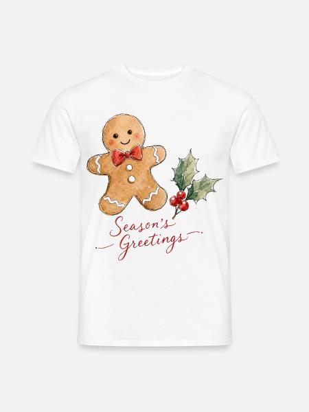 Lebkuchenmann mit Schleife - Männer T-Shirt - Weiß