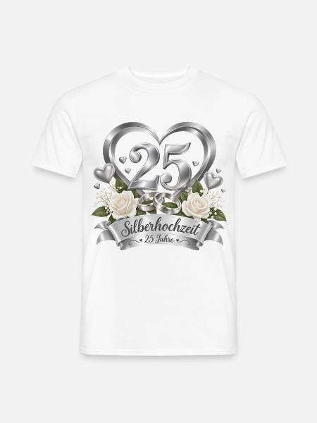 25.Hochzeitstag , Silberhochzeit , 25 Jahre - Männer T-Shirt - Weiß