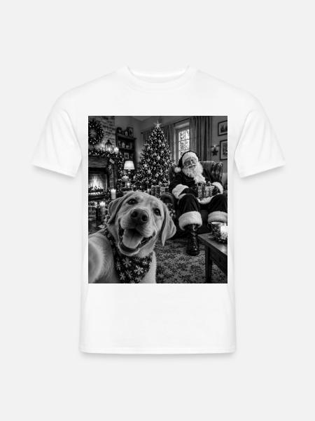 Labrador Selfie Weihnachtsmann Weihnachtsoutfit - Männer T-Shirt - Weiß