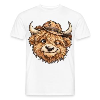 Lustiges Highland-Kuh-Cowboy-Western-Feldtier - Männer T-Shirt - Weiß - Vorne - AI Model Male 178 dark (178cm)