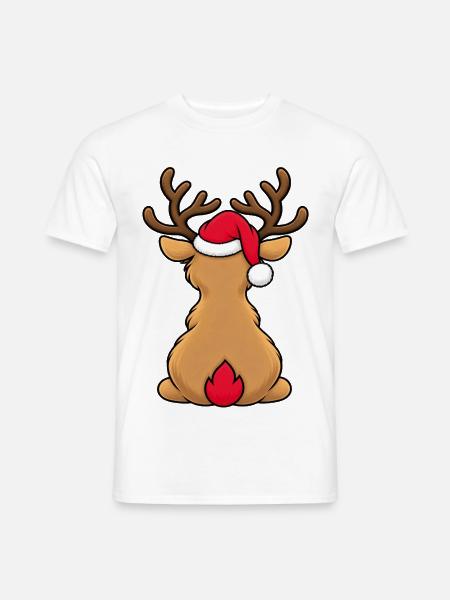 Elch zu Weihnachten  - Männer T-Shirt - Weiß