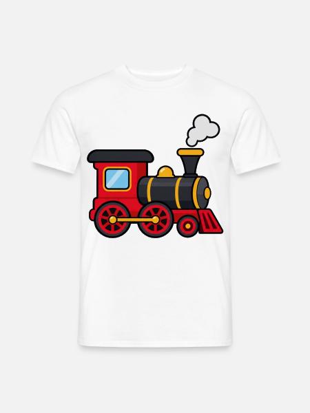 Lokomotive – Niedliche Dampflok für Eisenbahnfans - Männer T-Shirt - Weiß