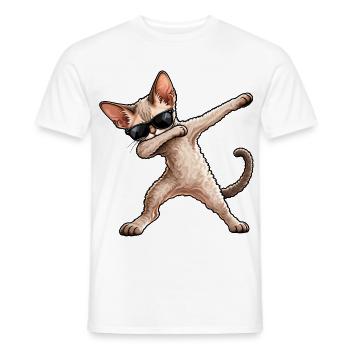 Dabbing Devon Rex – Lustiger Katzentanz - Männer T-Shirt - Weiß - Vorne - AI Model Male 178 dark (178cm)