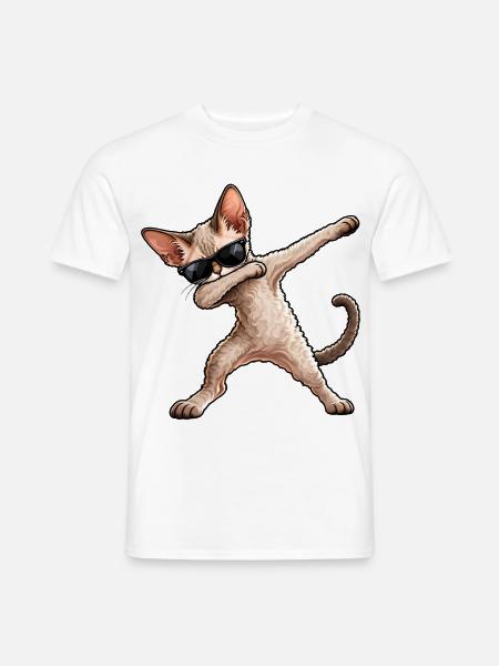 Dabbing Devon Rex – Lustiger Katzentanz - Männer T-Shirt - Weiß
