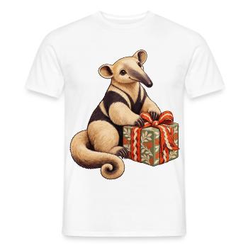 Tamandua mit festlichem Geschenkpaket - Männer T-Shirt - Weiß - Vorne - AI Model Male 178 dark (178cm)