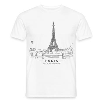 Paris — Eiffelturm-Linienkunst - Männer T-Shirt - Weiß - Vorne - AI Model Male 178 dark (178cm)