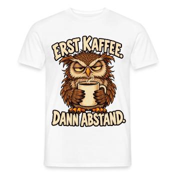 Morgenmuffel Eule mit Kaffee - Männer T-Shirt - Weiß - Vorne - AI Model Male 178 dark (178cm)