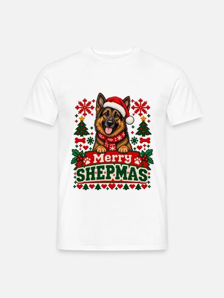 Deutscher Schäferhund - Weihnachten - Männer T-Shirt - Weiß