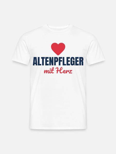 Altenpfleger mit Herz – Pflege Geschenk - Männer T-Shirt - Weiß