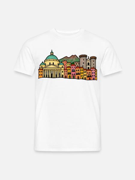Handgezeichnete Skyline von Neapel - Männer T-Shirt - Weiß