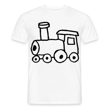 Handgezeichnete Spielzeug-Lokomotive - Männer T-Shirt - Weiß - Vorne - AI Model Male 178 dark (178cm)