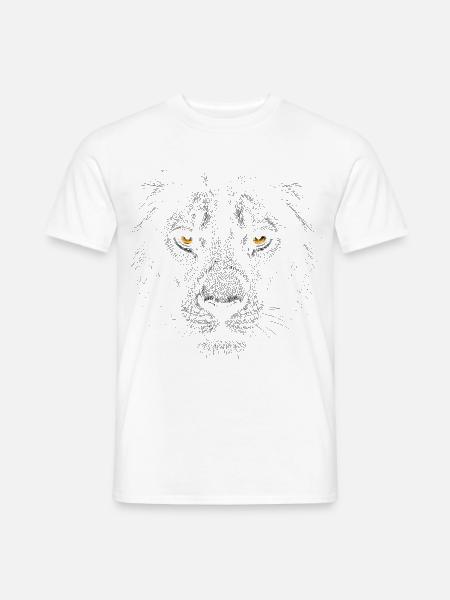 Dark Lion Face - Männer T-Shirt - Weiß