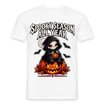 Gruselige Jahreszeit – Reaper auf Pumpkin - Männer T-Shirt - Weiß - Vorne - AI Model Male 178 dark (178cm)