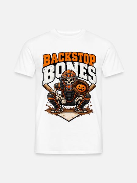 Backstop Bones Halloween Baseball - Männer T-Shirt - Weiß
