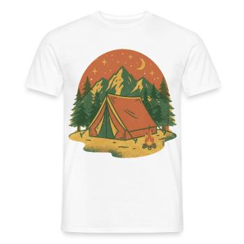 Abendlicht am Bergzelt im Wald - Männer T-Shirt - Weiß - Vorne - AI Model Male 178 dark (178cm)