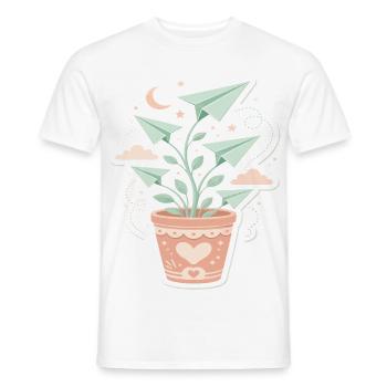 Origami-Pflanzenzauber - Männer T-Shirt - Weiß - Vorne - AI Model Male 178 dark (178cm)