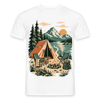 Abendliches Camping am Bergsee - Männer T-Shirt - Weiß - Vorne - AI Model Male 178 dark (178cm)