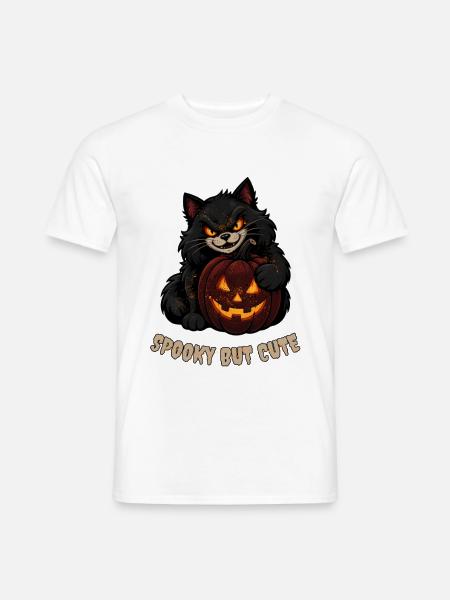 Spooky But Cute Halloween Katze - Männer T-Shirt - Weiß
