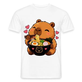 Süßes Kawaii Capybara Ramen Anime Ästhetik - Männer T-Shirt - Weiß - Vorne - AI Model Male 178 dark (178cm)