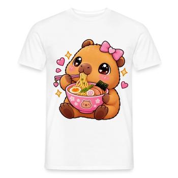 Süßes Kawaii Capybara Ramen Anime Ästhetik - Männer T-Shirt - Weiß - Vorne - AI Model Male 178 dark (178cm)