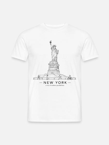 Statue of Liberty New York Line Kunst - Männer T-Shirt - Weiß