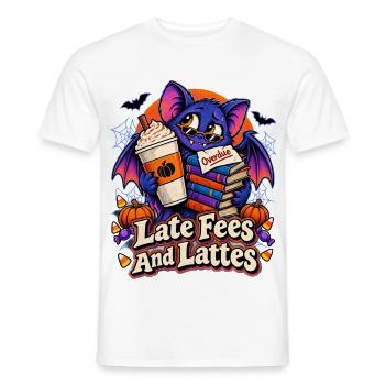 Halloween-Fledermaus Late Fees And Lattes - Männer T-Shirt - Weiß - Vorne - AI Model Male 178 dark (178cm)