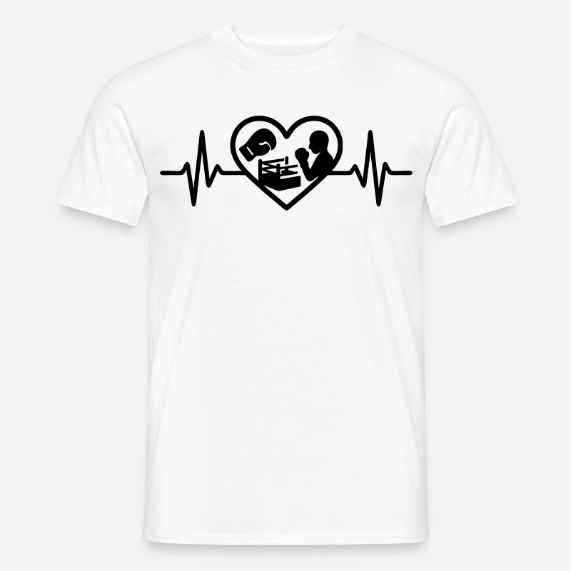 Boxen Herz Handschuh Ring Silhouette - Männer T-Shirt - Weiß