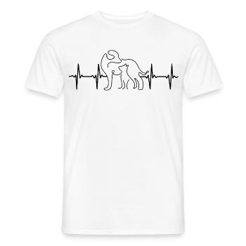 Hund und Katze EKG Herzschlag - Männer T-Shirt - Weiß - Vorne - AI Model Male 178 dark (178cm)