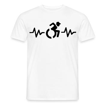 Rollstuhlfahrer mit Hut und Herzfrequenz # - Männer T-Shirt - Weiß - Vorne - AI Model Male 178 dark (178cm)