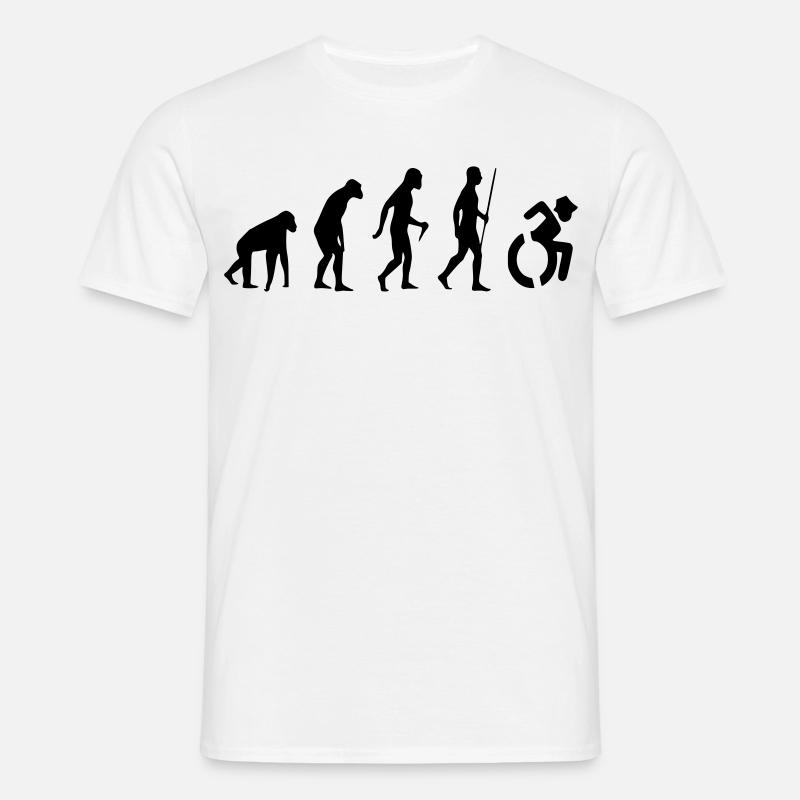 Evolution Rollstuhl. Die Rollstuhl-Evolution * - Männer T-Shirt - Weiß